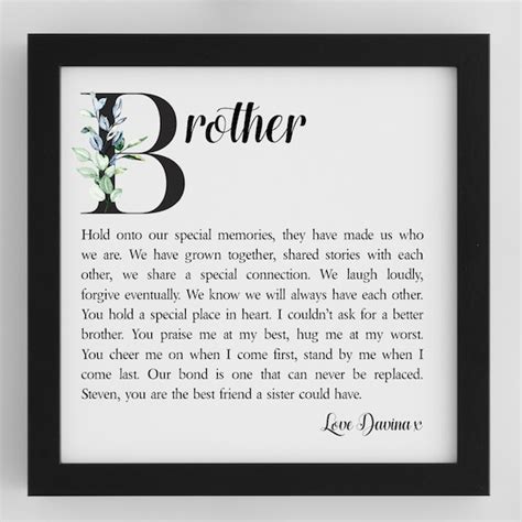 Personalised Brother Framed Poem Gift For Brother Special Etsy