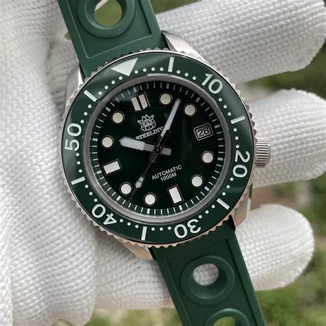 Steeldive Sd Mm Dive Watch Mm Case Green Dial M Waterproof