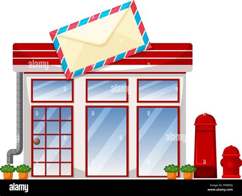 Exterior Of Post Office Illustration Stock Vector Image And Art Alamy