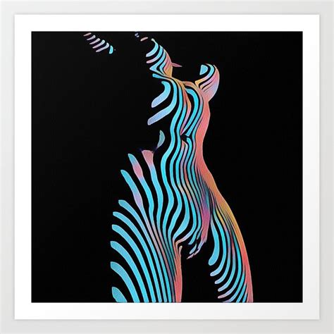 5278s MAK Zebra Striped Nude Composition Style Sensual Curves Abstract