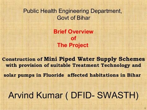 Ppt On Mini Water Supply Scheme