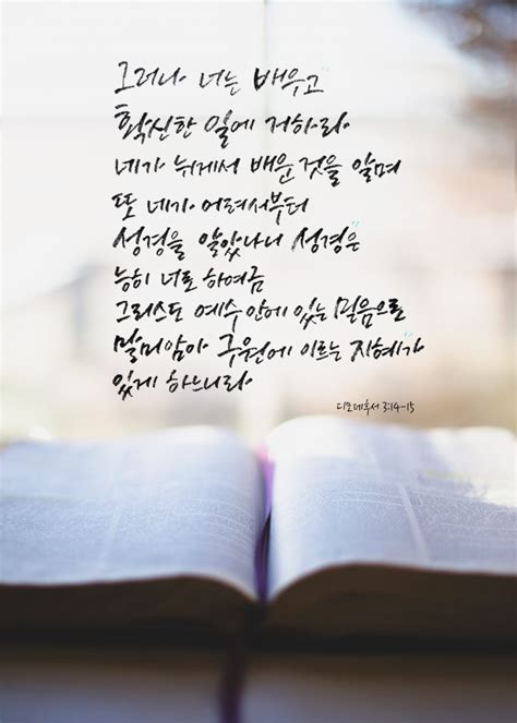 말씀캘리 성경캘리 성경말씀 성경캘리그라피 디모데후서3장14 15절 네이버 블로그