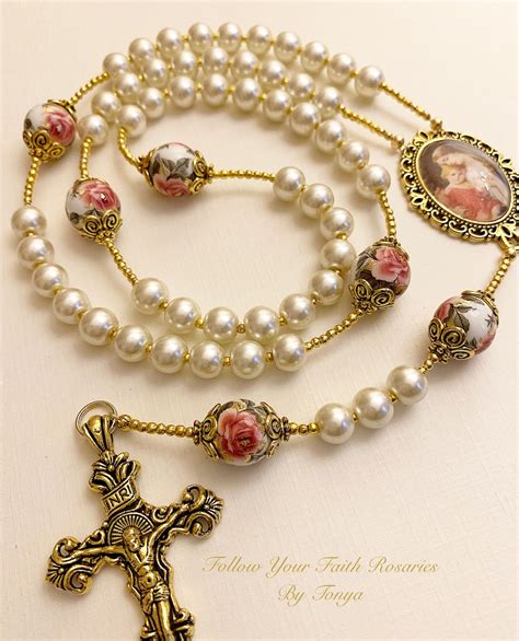 Pearl And Japanese Tensha Bead Rosaries Beaded Rosary Beaded