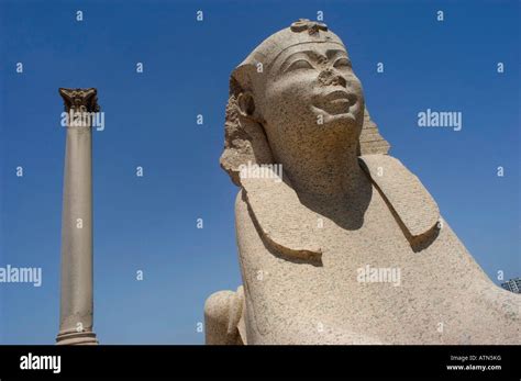 Pompeys Pillar And Sphinx At The Serapeum Built In Ad 293 In