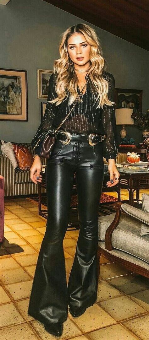 Pin By Papy Dackar2 On Leather Bombas Nfr Outfits Western Style Outfits Leather Pants Outfit