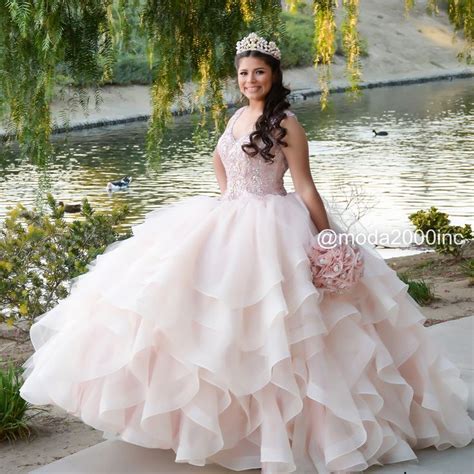 Princess Perfect Blush Pink Quince Dress With Ruffles Quince Dresses