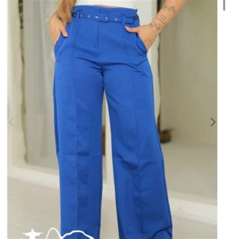 Calça pantalona alfaiataria cinto várias cores promoção Shopee