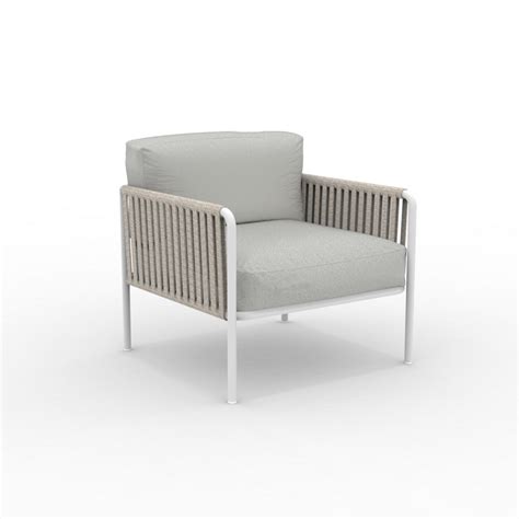 Sillón Respaldo Bajo De Cuerda 80x80 Cm 64h Blanco Gris Leroy Merlin