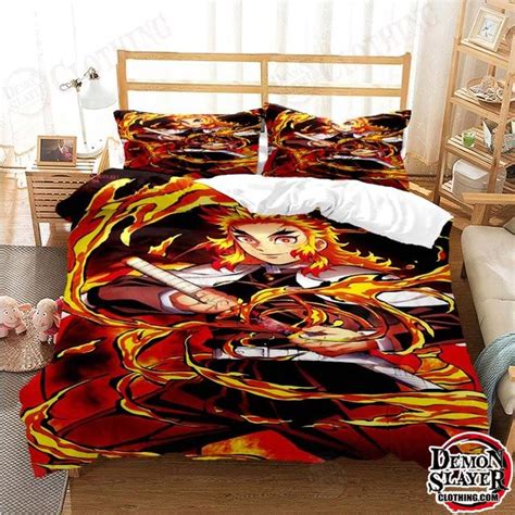 Rengoku Bedding Set Soft And Warm Best Room Decor Demon Slayer Merch