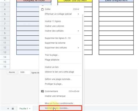 Comment créer une liste déroulante sur Google Sheets