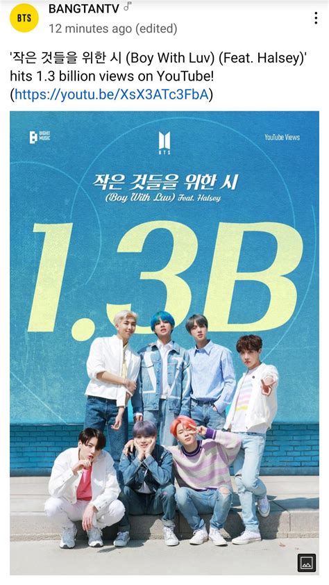 Bts Boy With Luv Feat Halsey Mv Has Reached Billion