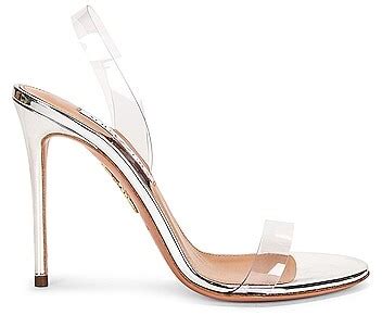 Aquazzura So Nude Plexi 105 Sandal In Metallic Silver ShopStyle