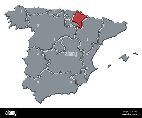 Mappa Politica Della Spagna Con Le Diverse Regioni Dove La Navarra