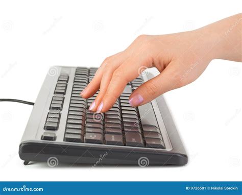 Computer keyboard and hand stock image. Image of access - 9726501