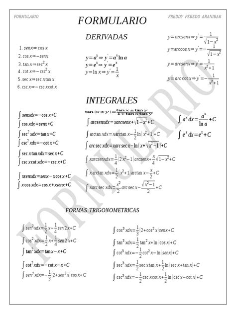 Formulario De Ecuaciones Diferenciales Pdf Ecuaciones Diferenciales