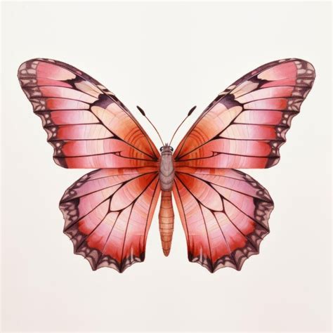 Premium Ai Image Pink Butterfly With Black Stripes On White