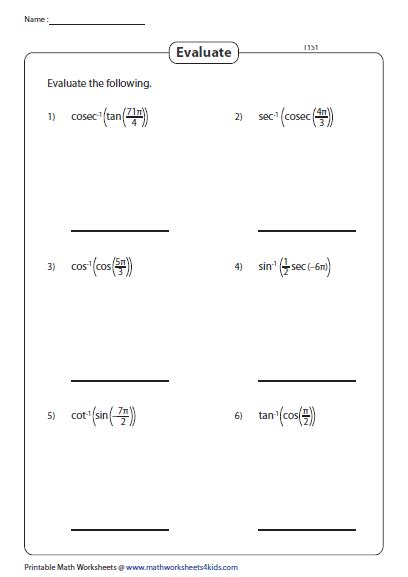 Functions And Inverse Functions Worksheet