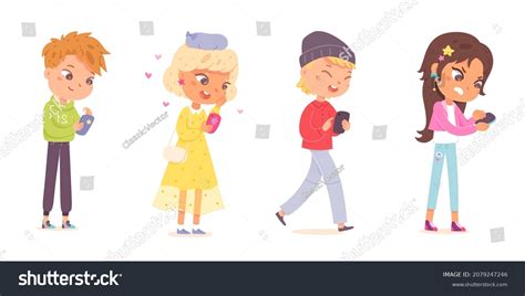 Kids Mobile Phones Hold Telephone Hands Stock Vector (Royalty Free ...