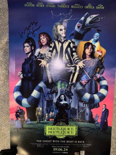 Beetlejuice Beetlejuice 2 Movie Poster Cast Signed Rare Coa Michael Keaton 2024 Ebay