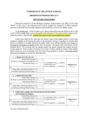 Fillable Online Freedom Of Information Act Fee Itemization Form Fax