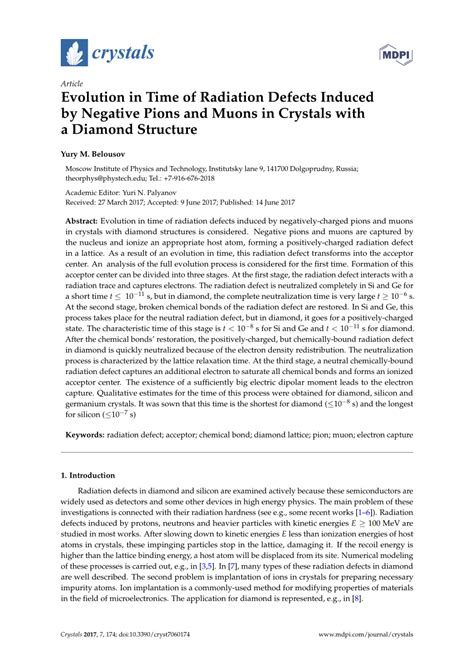 Pdf Evolution In Time Of Radiation Defects Induced By Negative Pions