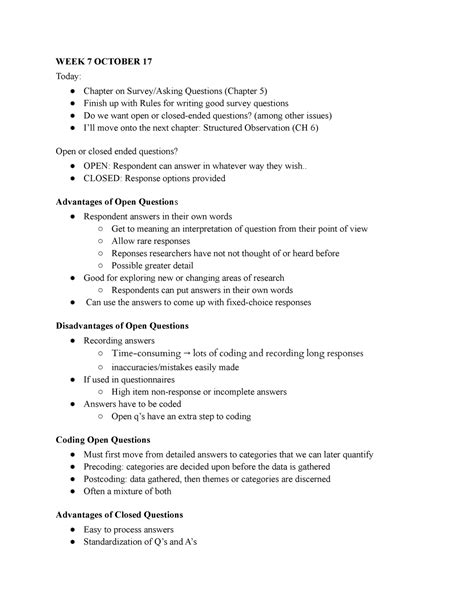 RM WEEK 5 7 OCT 2 Lecture Notes WEEK 7 OCTOBER 17 Today Chapter