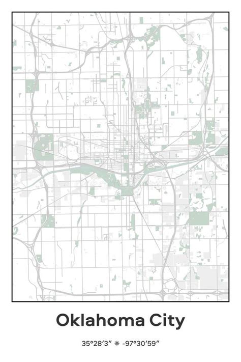Oklahoma City Oklahoma Vector Map Of City In Pastel Gray White