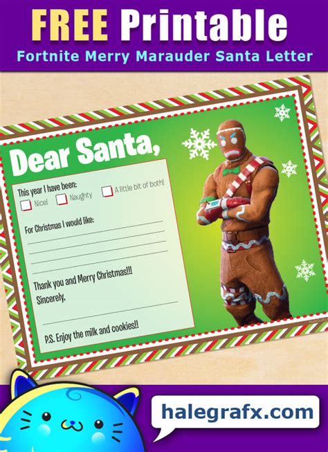 Free Printable Fortnite Gingerbread Merry Marauder Santa Letter