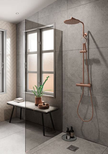 Silhouet Brushed Copper PVD Shower System Https Damixa