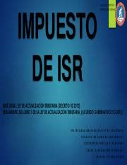 Impuesto De Isr Ley De Actualizaci N Tributaria And Reglamento