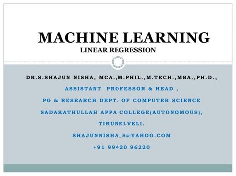 Linear Regression In Machine Learning Ppt