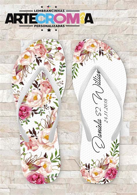 Chinelo Personalizado Para Casamento Lindo Floral Chinelo Casamento