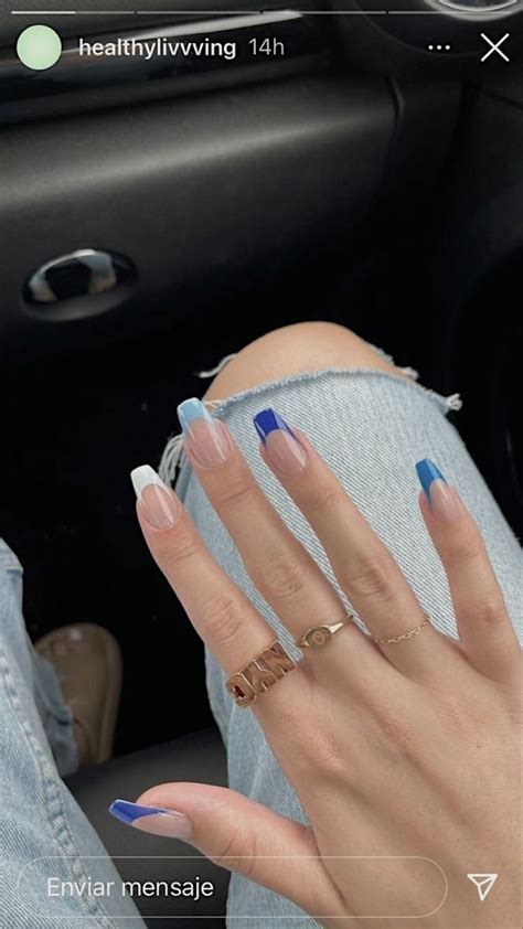 Maylamal Linktree Blue Coffin Nails French Tip Acrylic Nails