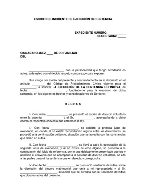 Arriba 91 Imagen Modelo Incidente De Ejecución De Sentencia Abzlocalmx