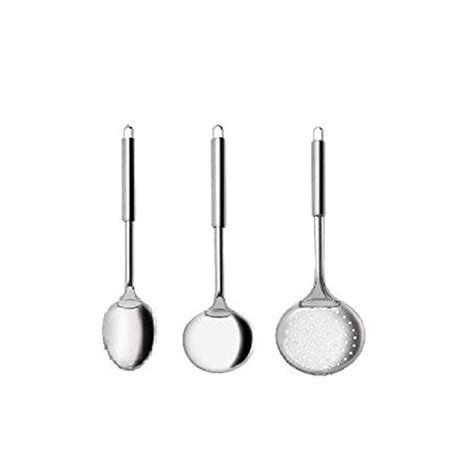 Jogo Kit Cozinha Inox Concha Colher Arroz E Escumadeira Pe As Yazi