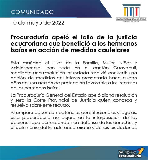 Procuraduría Ecuador On Twitter 📌atenciÓn Caso Isaías Procuraduría Apeló El Fallo De La