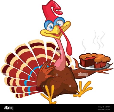 Thanksgiving Cartoon Turkey Bird Greeting Card Vector Illustration Of