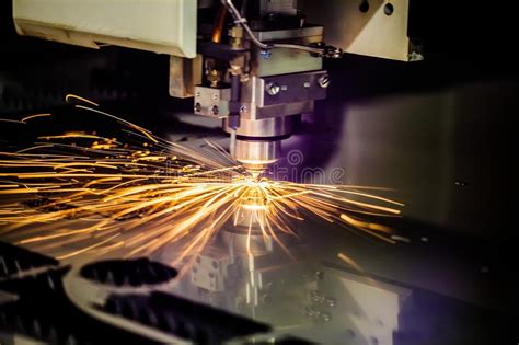 Cnc Laser Cutting Of Metal Modern Industrial Technology Stock Image