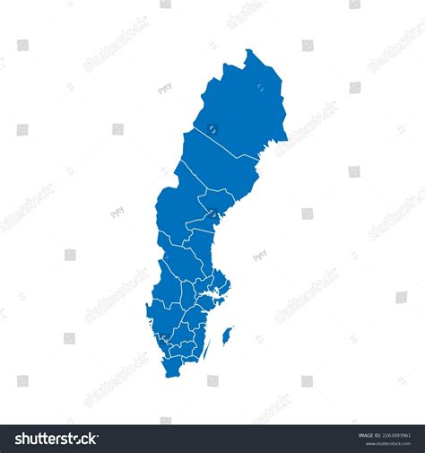 Sweden Political Map Administrative Divisions Counties Stock Vector