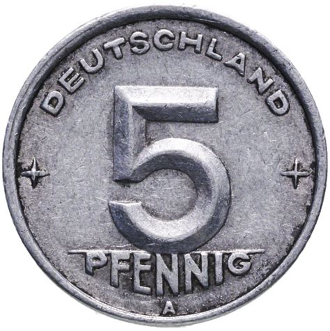 Монета Германия (ГДР) 5 пфеннигов 1948-1950, случайный год стоимостью ...
