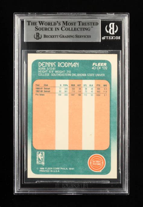 Dennis Rodman Signed Sticker On Fleer Rc Bgs Pristine