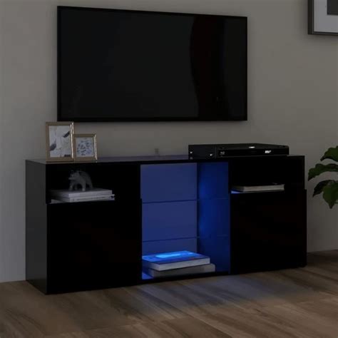 Meuble Tv Jill Banc Tv Avec Lumi Res Led Contemporain Noir