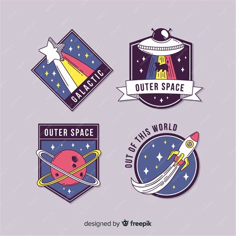 Free Vector | Cute illustrated space stickers set