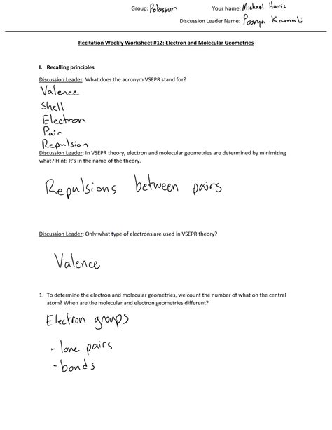 Electron Geometry Che Group Your Name Discussion Leader