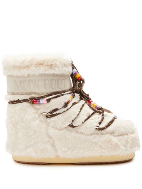 Moon Boot Icon Low Faux Fur Snow Boots Neutrals FARFETCH