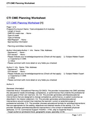 Fillable Online CTI CME Planning Worksheet BupPractice Fax Email