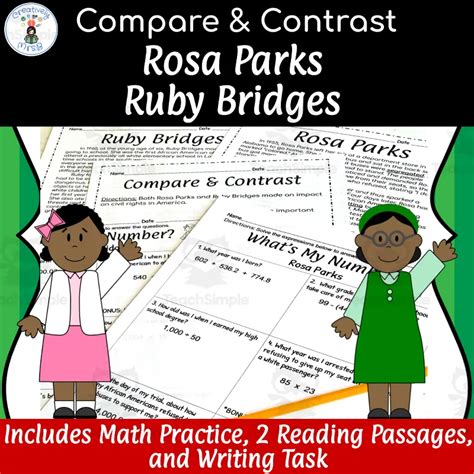 Compare And Contrast Packet Ruby Bridges Rosa Parks By Teach Simple