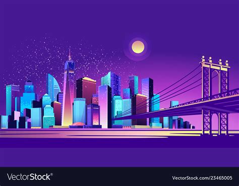 Abstract Neon City Royalty Free Vector Image Vectorstock