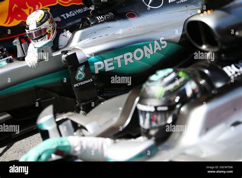 Mercedes Amg F In Parc Ferme Team Mate Lewis Hamilton Hi Res Stock