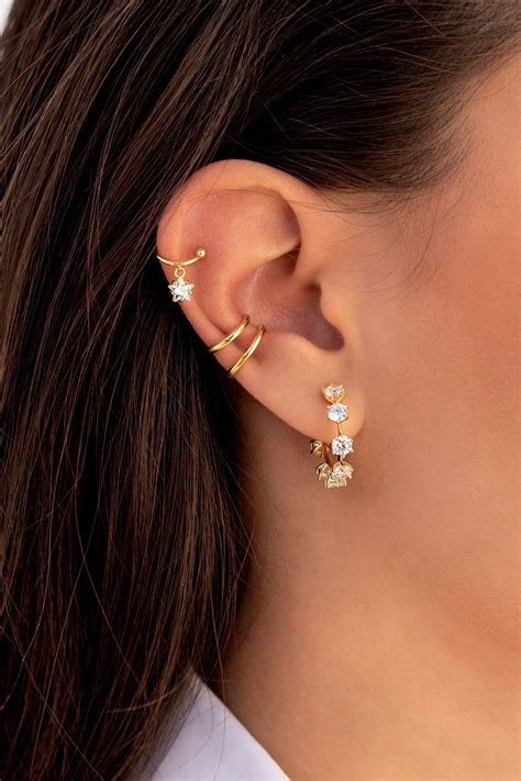 Ear Cuff Earrings With A Star Cz Charm Etsy Ear Cuff Ear Cuff